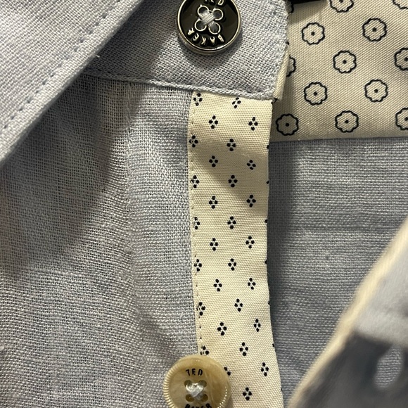 New Ted Baker Notip Button-Up Linen Blend Shirt Size 6(XXL) - Picture 5 of 6